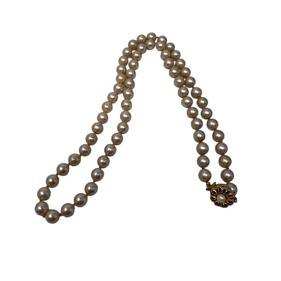 Faux Pearl Necklace Individually Knotted Decorative Clasp Vintage 24" - Picture 5 of 5
